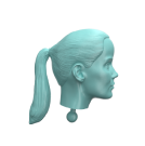 Molded plastic side profile of a woman's head representing Chiari malformations
