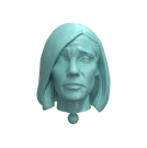 Molded plastic ront profile of a woman's face representing fatigue