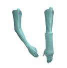 Two molded plastic arms, one with a cast, representing fractures and pseudofractures