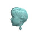 Molded plastic side profile of a child's head representing Chiari malformations